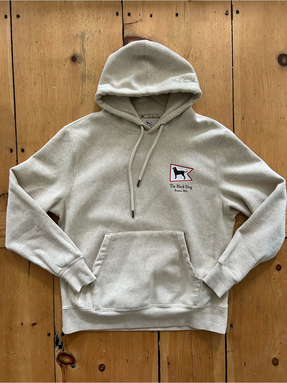 The Black Dog Oatmeal Cream Hoodie with Flag Logo